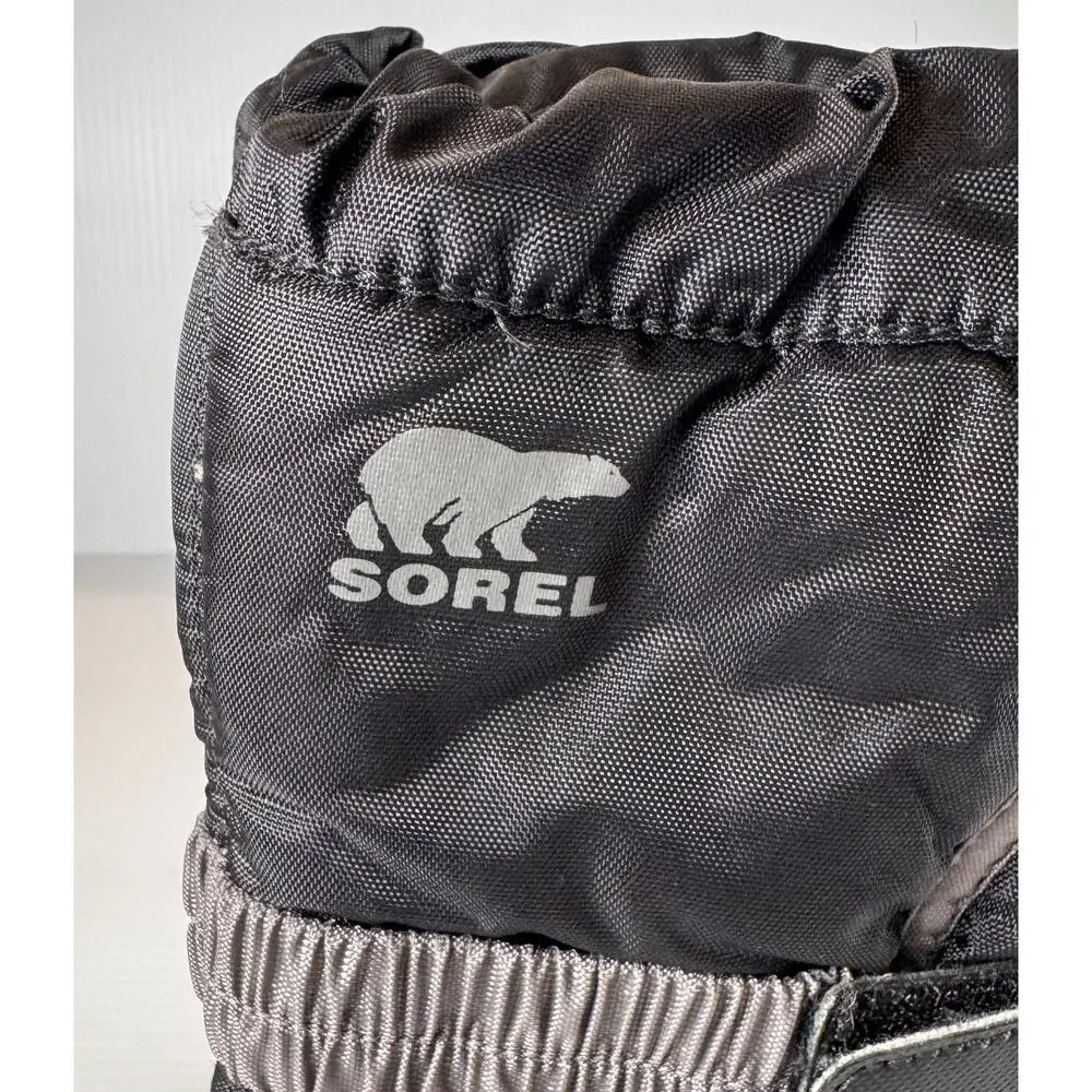 Sorel Cub Kids Size 12 Black Waterproof Insulated Snow Boots Drawstring